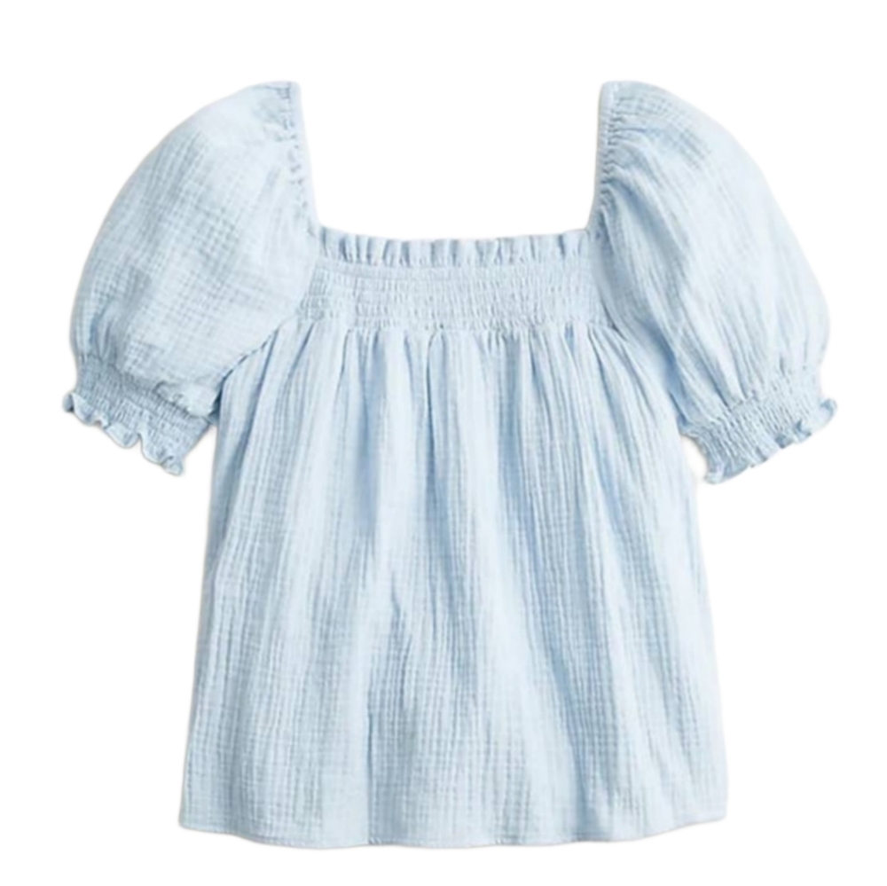 J.Crew Squareneck Puff Sleeve Top
